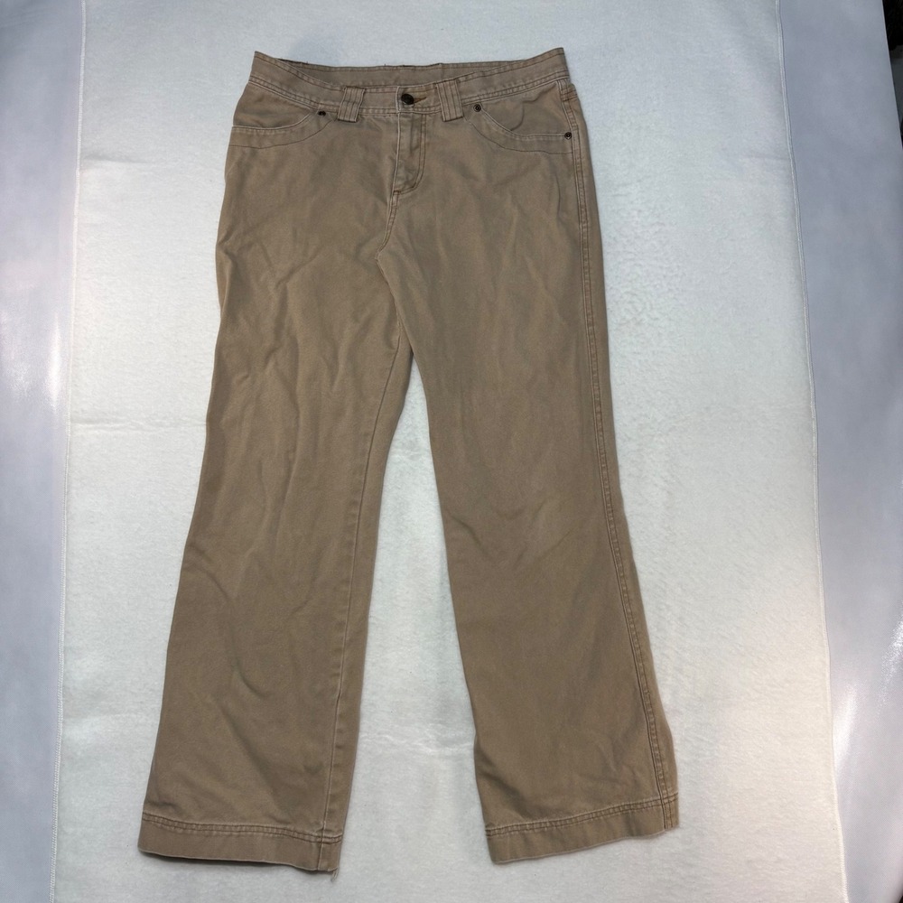 Kavu Canvas Work Pants Tan Khaki Wide Leg‎ 100% Cotton Womens Size 8